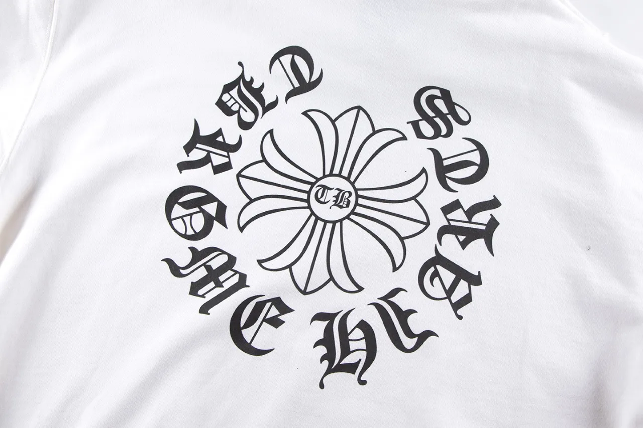 P270 Chrome Hearts Chrome Hearts Slogan Logo Hooded Sweatshirt Size: S M L XL Color: Black, White
